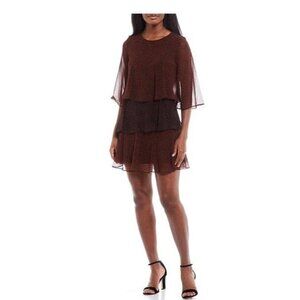 Taylor Women's Tiered Ruffle Dot Print Chiffon Dress -‎ Size 10